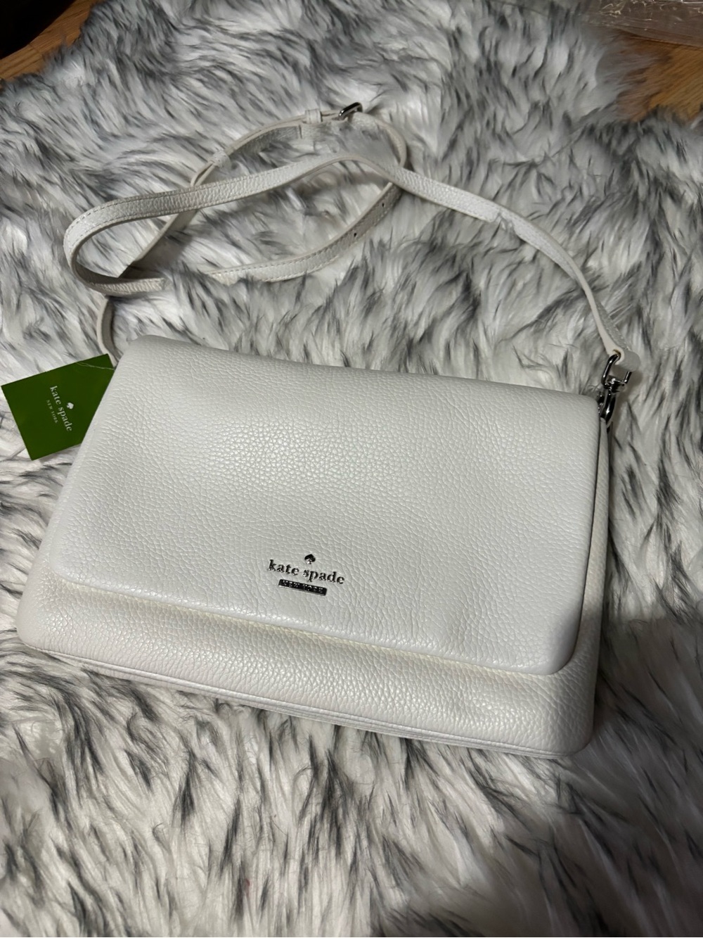 kate spade White Pebbled Leather Crossbody Shoulder Bag